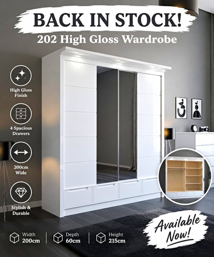 High gloss white mirrored - white,