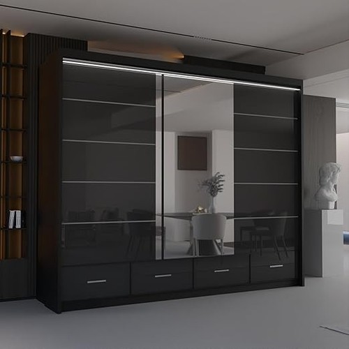 Wardrobe high gloss sliding - high,